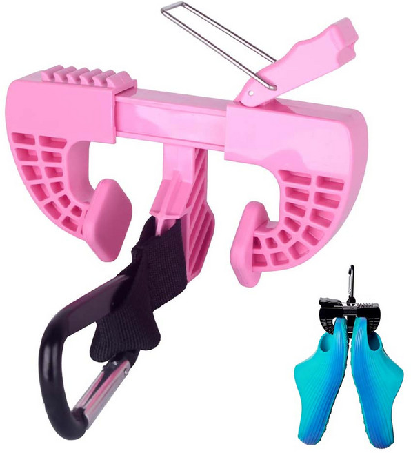 [루베이/신발집게] 멀티 슈즈 홀더 + 조절 스트랩 냄새방지 통풍 빠른 건조 축구화/농구화/등산화, 핑크색, 1개