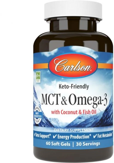 칼슨 MCT & 오메가3 코코넛 오일 카프릴산 카프릭산 EPA DHA 에너지 생산 지방 120 소프트젤, 60 Count (Pack of 1), 1개 - 쿠팡