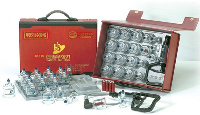 한솔 삶는 부항기 19컵 세트 (부항컵+부항펌프+지압봉+연결줄) 부황기 가정용 휴대용 의료기기 부항 열탕소, 상세페이지 참조