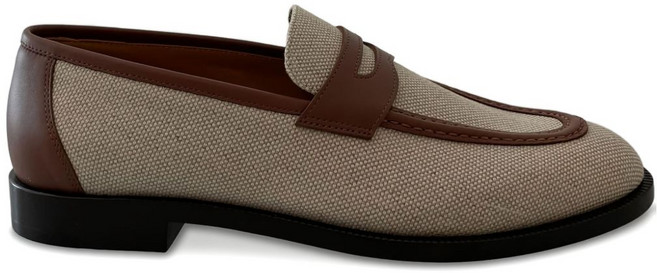 로로피아나 세르지오 레더 트리밍 캔버스 로퍼