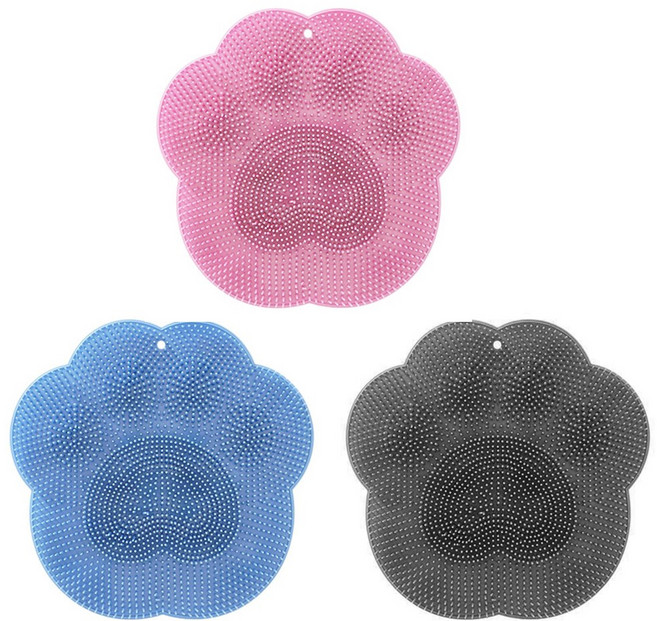 실리콘 흡착식 때밀이 브러쉬 매트 발바닥 세척 등밀이 패드, 핑크