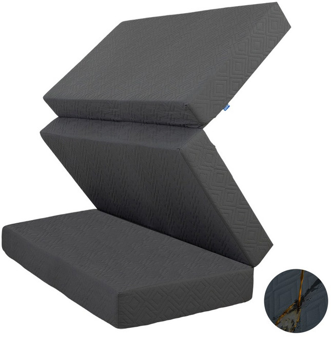 WHH 3단 접이식 45d 메모리폼+25d고탄력 폼 매트리스 방수 항균기능 간이침대 휴대용 다양한 기능 토퍼