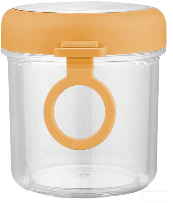 便攜帶勺優格燕麥杯 密封防潮 矽膠掛環, 黃色500ml, 1個