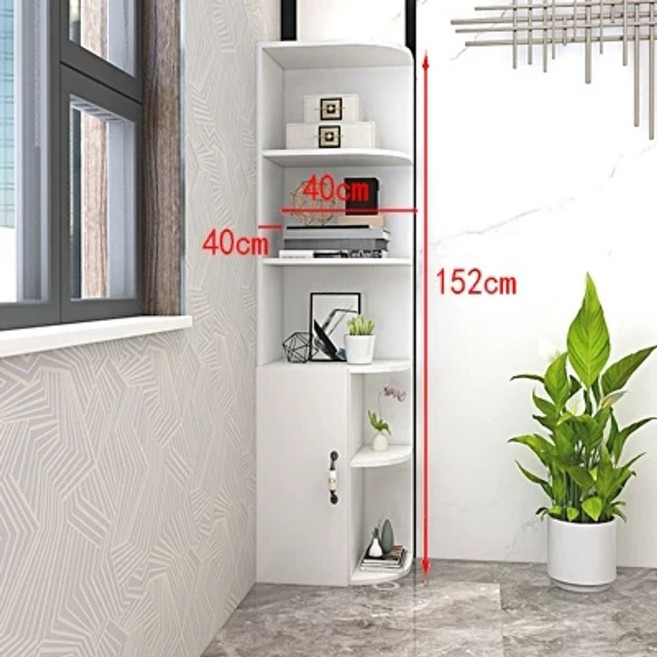 코너장식장 화이트 원목 틈새 진열장 블랙 장식장 스탠딩 나무 추천 자취방 월넛 세트, 화이트 40x40x152cm