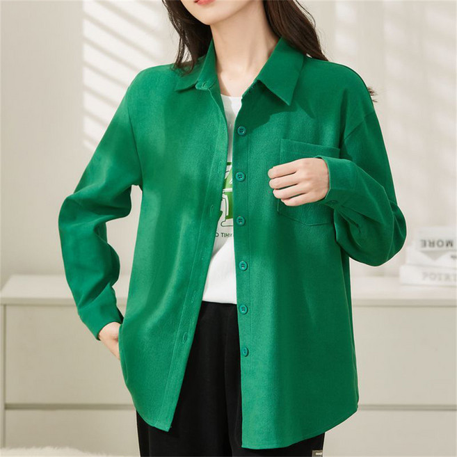 TKX 보온 긴팔 여성 셔츠 겨울 패션 심플 무지 기본핏 간편한 디자인 트렌디 여자 패션