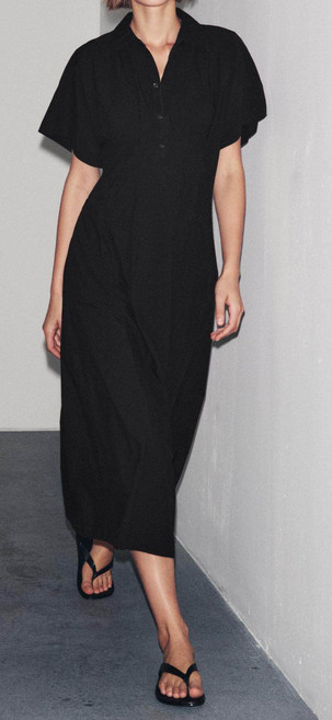 자라 ZARA 여성 포플린 원피스 반팔 미디 2183248