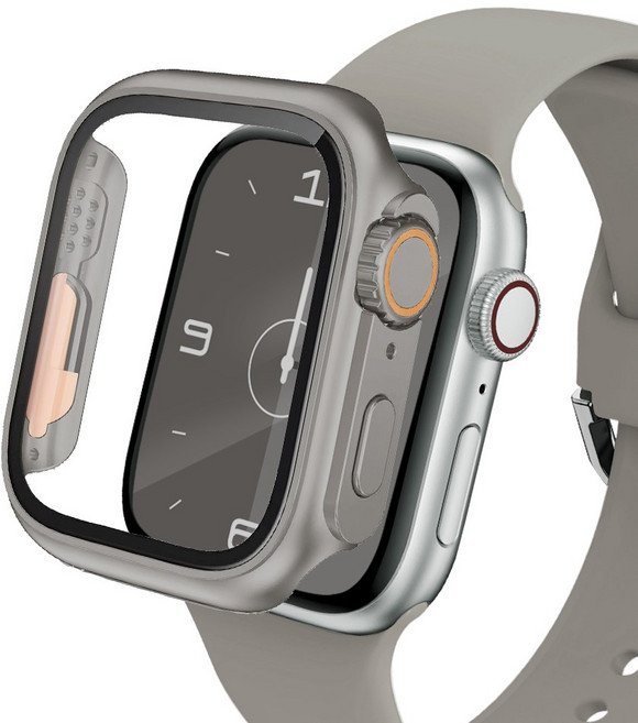 아이메이드잇 애플워치 강화유리 9H 풀커버 케이스, 티타늄 그레이, 1개