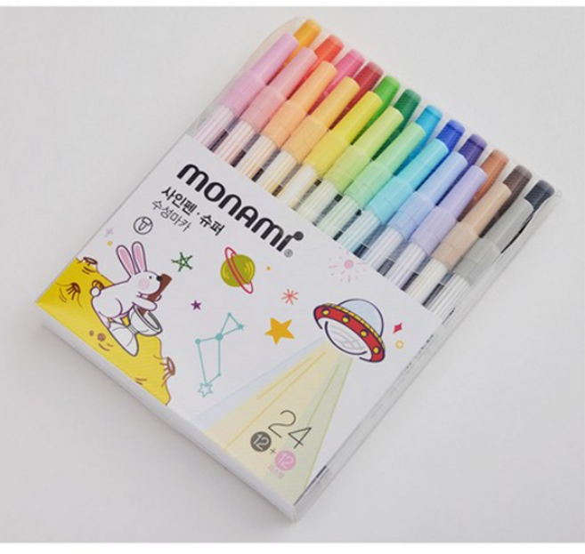 모나미 사인펜 슈퍼 파스텔 24색 세트, 혼합색상, 1세트