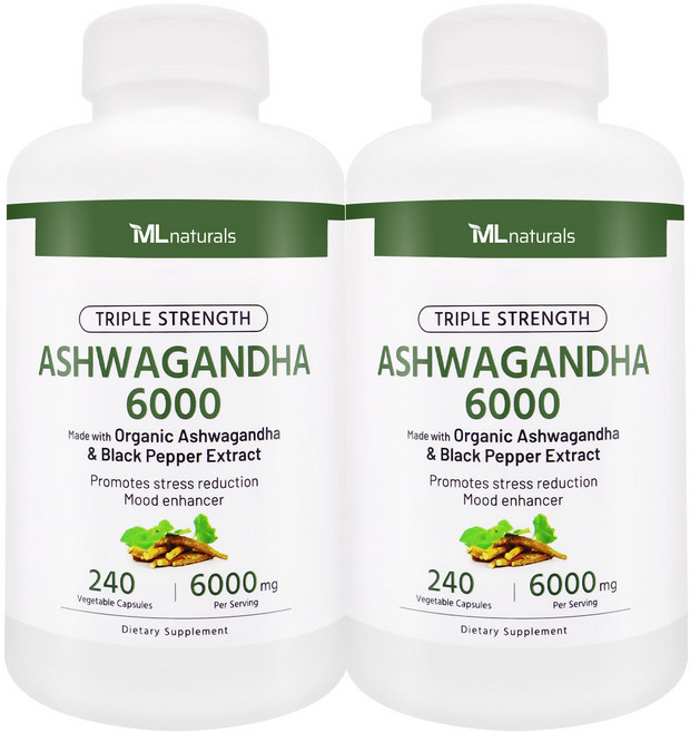 [미국빠른직구] 신제품 마이라이프 내추럴스 아쉬와간다 6000mg, 2개, 240정