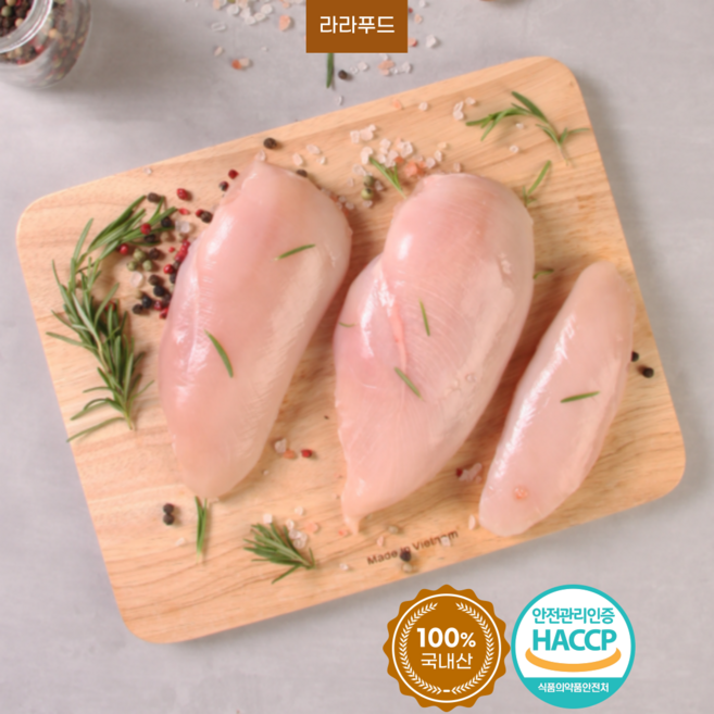 라라푸드 국내산100% 냉장 생닭가슴살, 2kg, 4개