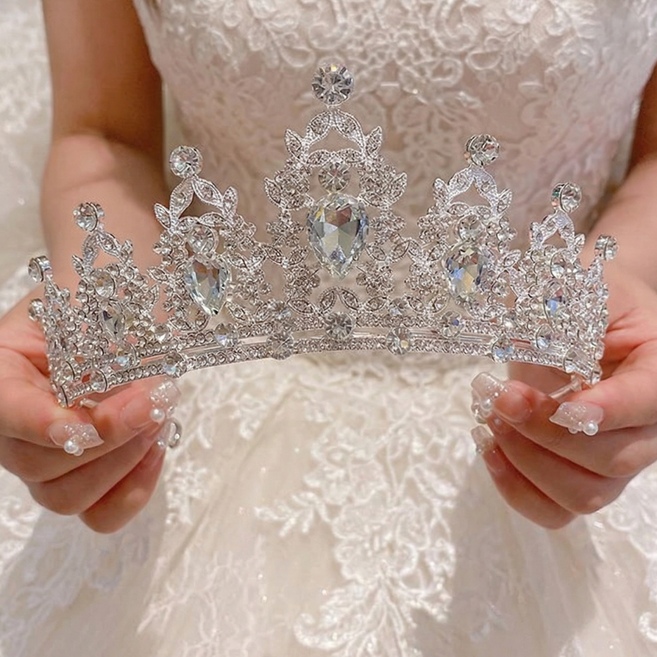 메라빌리아 티아라 셀프웨딩 스냅 촬영용, 1개, 티어드롭 퀸