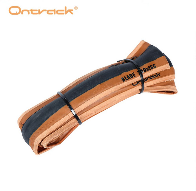 온트랙 접이식 700X25C 블레이드 블랙 로드 스킨 30TPI 28C, 25C, 700C를 입력하세요., Brown SKIN