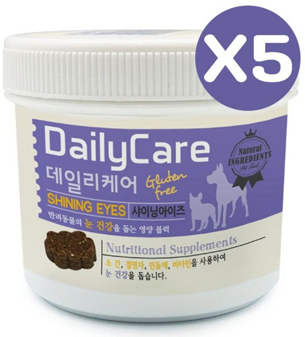 데일리케어 샤이닝아이즈 5P 강아지 눈영양제 애견 관리 강아지눈 영양제 데일리케어 애견눈 반려견 애겨눈 dew+45448dl, 180g, 눈물개선/눈건강, 5개
