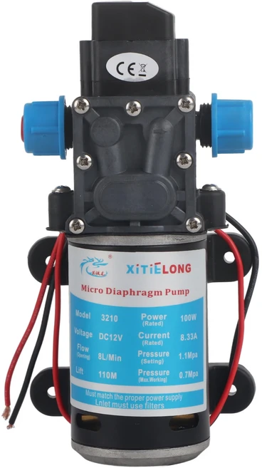 고압 워터 펌프 12V 100W 8L/Min 160Psi 세척용 다이어프램 자체 프라이밍, [01] 12V, 01 12V_01 Black
