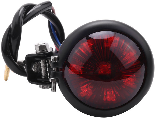 빨간색 12V LED 검은 조정 가능한 카페 레이서 스타일 스톱 꼬리 빛 오토바이 Motorbike 브레이크 리어 램프 꼬리 빛 Harley Chopper Bobber, 하나, 블랙 & 레드, 1개