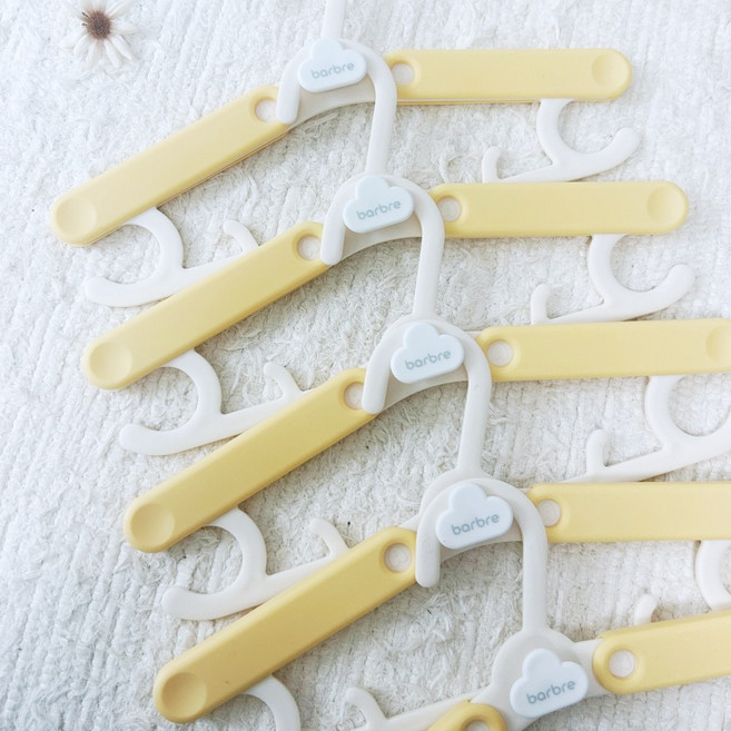 바브레 길이조절 유아 아동옷걸이 세트 (15개입), 1세트, 버터 옐로우