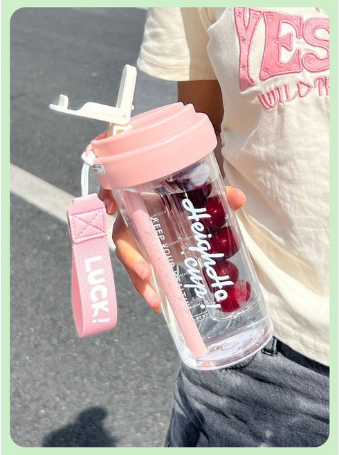 典慶號 吸管水杯, 透明, 1個, 600ml