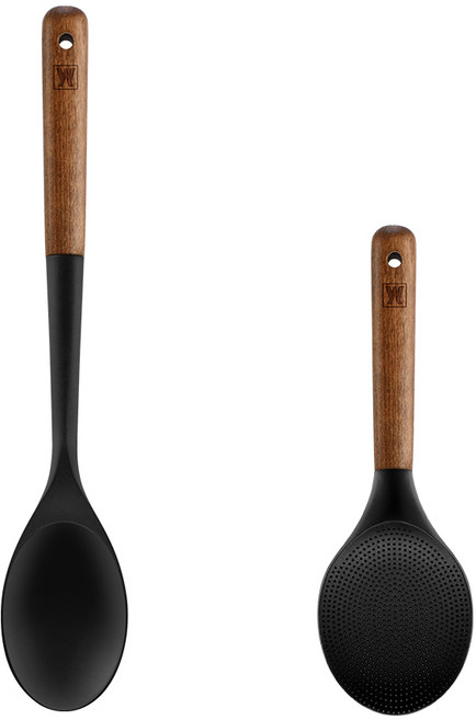 바겐슈타이거 플렉시벨 플래티넘 실리콘 2종, 볶음스푼 + 주걱, 블랙, 1세트