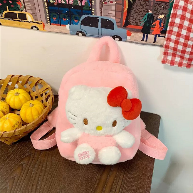 NEW 산리오 인기있는 캐릭터 헬로키티 백팩 인형 보들보들 털가방