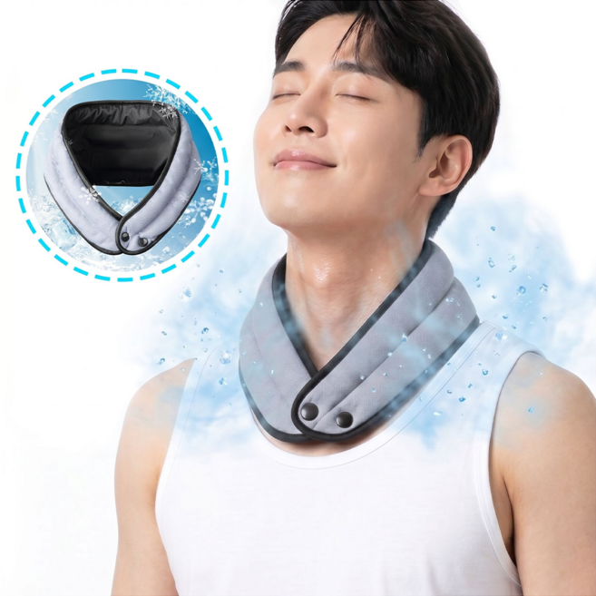 아이스 넥밴드 쿨링 넥밴드 아이스 목걸이 냉동 필요없는 쿨링 여름 등산 아웃도어용, 1개, 그레이