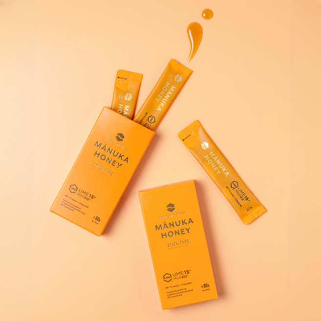 허니마더 UMF15+ 뉴질랜드 MGO512+ 천연 마누카 꿀 스틱 휴대용 허니 8개입, 10g, 8개