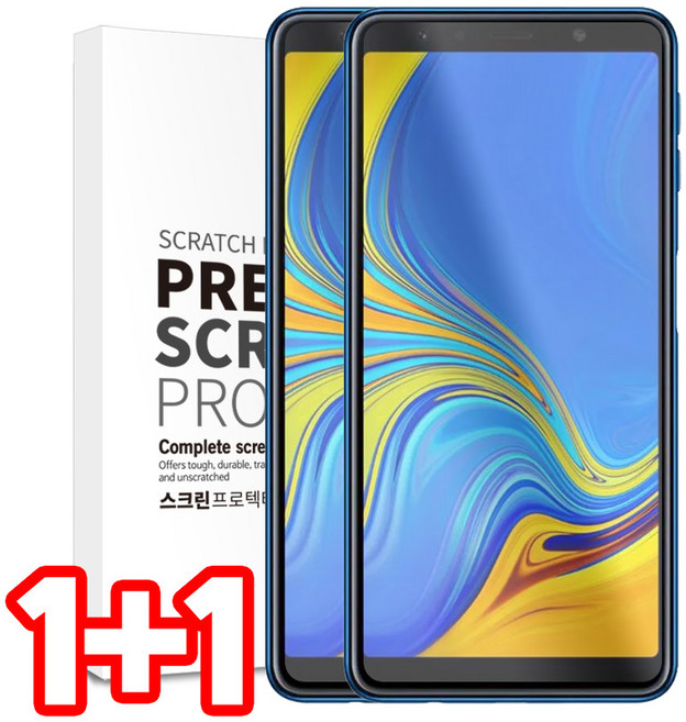 벌크온 1+1 갤럭시 A7 2018 글래스 핏 강화유리 액정 보호 필름 a750, 2개