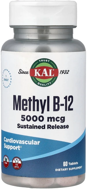 KAL 칼 메틸 B-12 5 000mcg 60 태블릿 영양제 건강보조식품, KAL 칼 메틸 B-12 5,000mcg 60 태블릿, 1개, 60정 - 쿠팡
