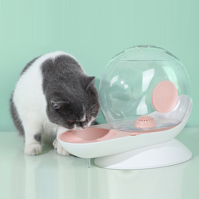 펫데일리 강아지 고양이 사이펀 달팽이 자동급수기 급수기, 1개, 핑크