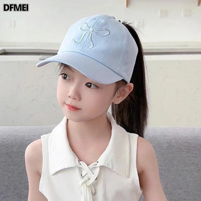 DFMEI 兒童親子棒球帽夏季可扎馬尾女童空頂帽寶寶遮陽帽防曬鴨舌帽