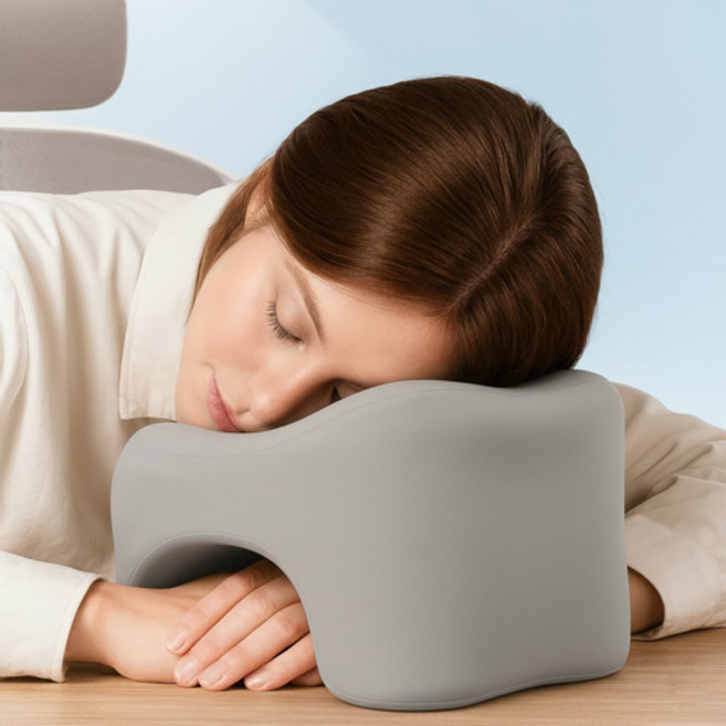 메가잇템 엎드려자는 메모리폼 사무실 책상 베개 낮잠 쿠션, 낮잠쿠션그레이