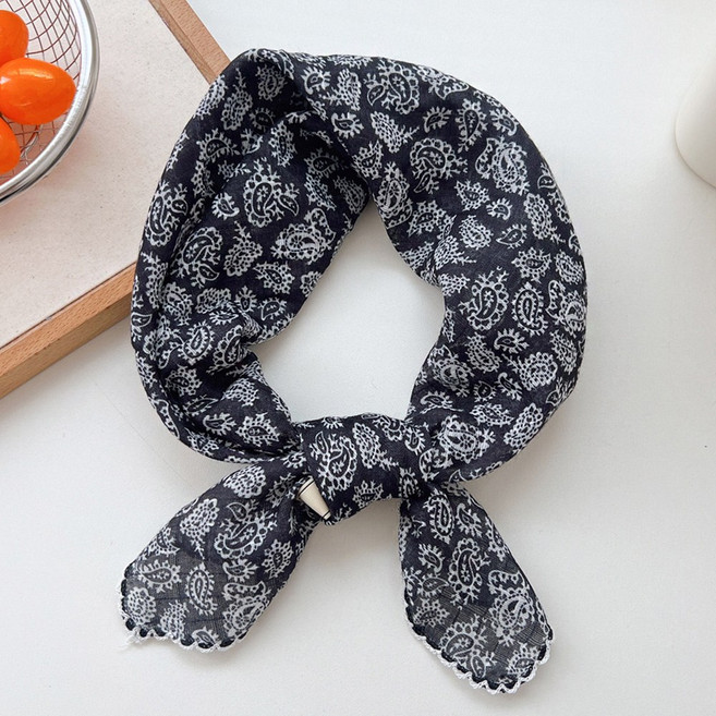 여성 쁘띠 목스카프 손수건 레이스 대형 여름 시원한 면 머플러