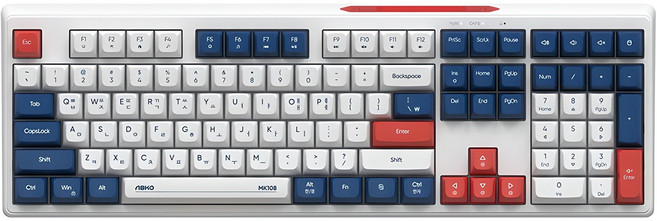 앱코 무선 저소음 블루투스 멤브레인 키보드, 블루, MK108W, 제조사축