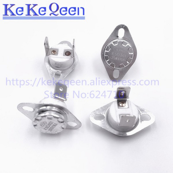 KSD301 250V 10A/16A 폐쇄 100 105 110 115 120 125 130 135 140 145 150 160 섭씨 90 각도 피트 열 제어, 02 16A Normally Close, 07 130 Degc