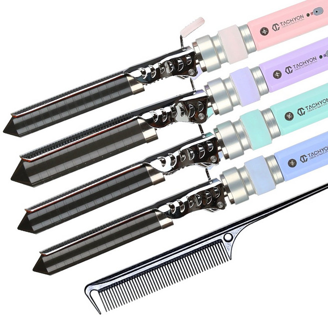 타키온 전문가용 파스텔 세라믹 컬링 원권 아이롱기 + 열꼬리빗 증정 (4가지 컬러 / 9개 사이즈), 파스텔 블루, 8mm