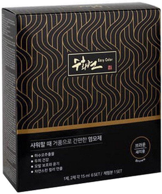 수화연 이지칼라 5분 염색약 7P - 브라운 색상 샴푸타입 초간편 새치커버, 1개