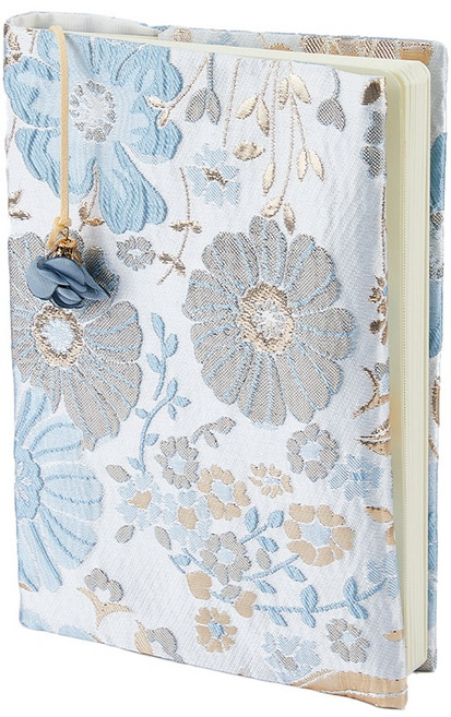 브로케이드 책 커버 노트북 랩 꽃무늬 패턴 직사각형 317x220x4mm, 라이트 스틸 블루