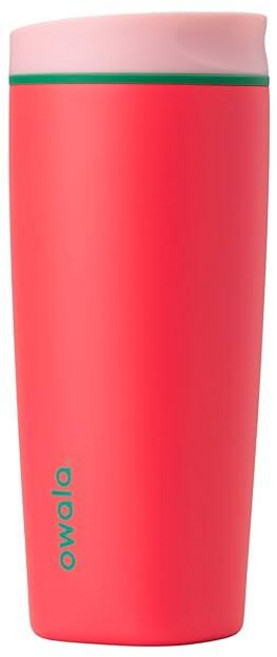 Owala SmoothSip 슬라이더 단열 스테인리스 스틸 커피 텀블러 재사용 가능한 아이스 컵 핫 여행용 머그 BPA 프리 591.5ml(20온스) 핑크/레드 (스트로, 손잡이 없음