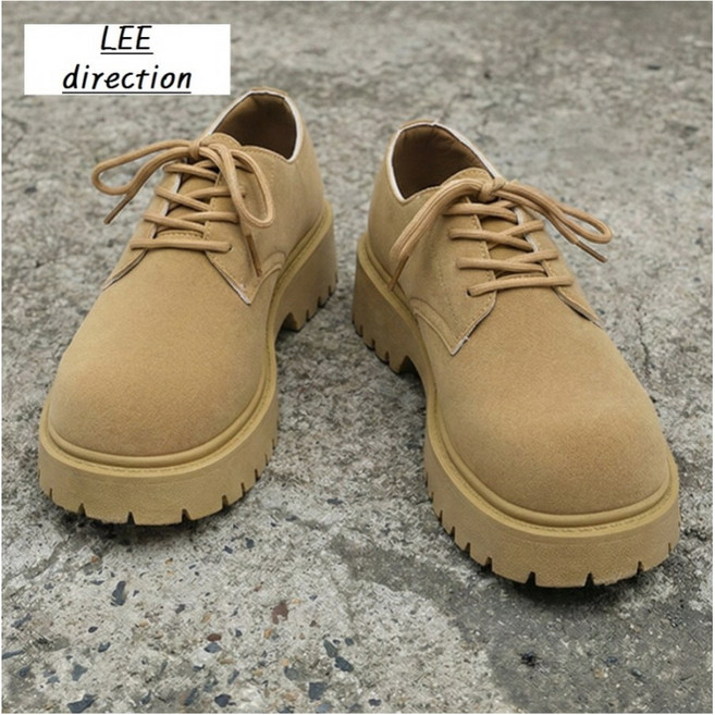 리디렉션 남성 6cm 키높이 스웨이드 더비슈즈 플랫폼 캐주얼화 빅사이즈 250~290