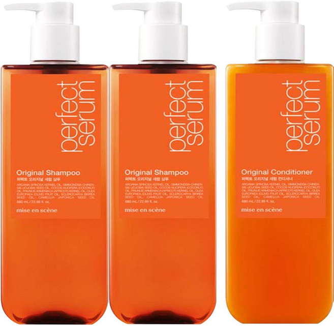 미쟝센 퍼펙트세럼 오리지널 샴푸 680ML x 2+린스, 2세트