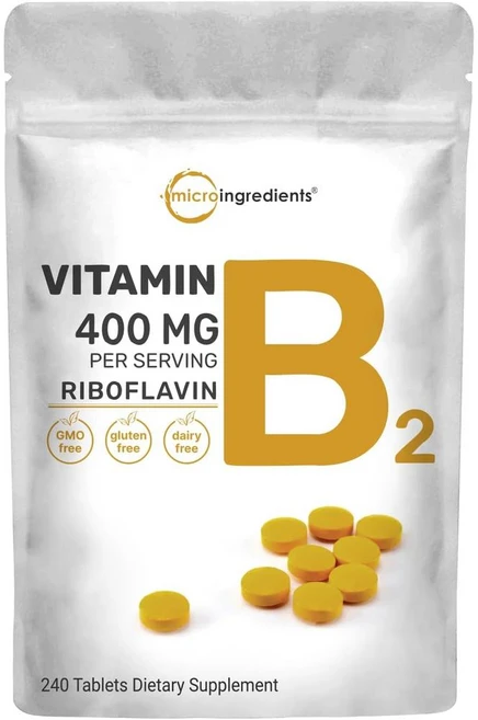 Micro Ingredients 마이크로인그리디언트 리보플라빈 비타민 B2 400mg 240 미니 타블렛 2개, 1개, 240정 - 쿠팡