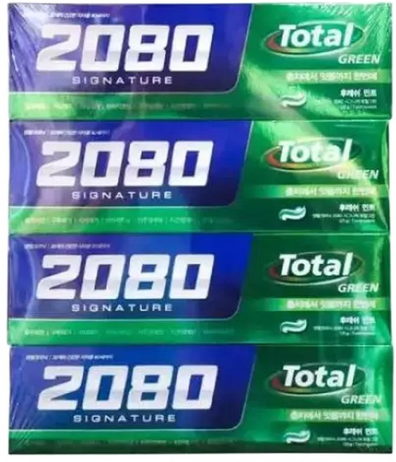 2080 치약 시그니처 토탈그린 125g 4입, 4개