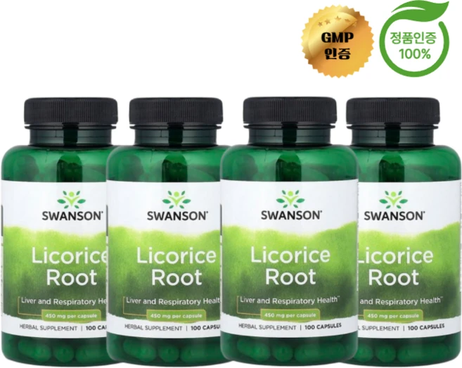 스완슨 감초 뿌리 450mg, 4개, 100정 - 쿠팡