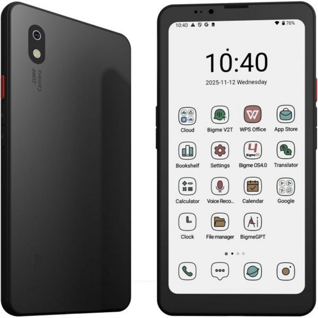 Bigme 빅미 HiBreak Pro 컬러 전자잉크폰 8GB RAM 256GB 저장공간 5G 스마트폰 안드로이드 14 OS 전자책 리더 블랙 247231, Black