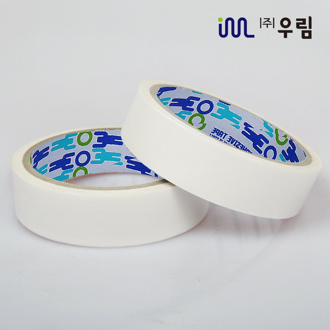 우림 양면테이프 문구 접착 테이프 48mm 24mm 12mm, 흰색, 100개, 1BOX(24mmX100개)