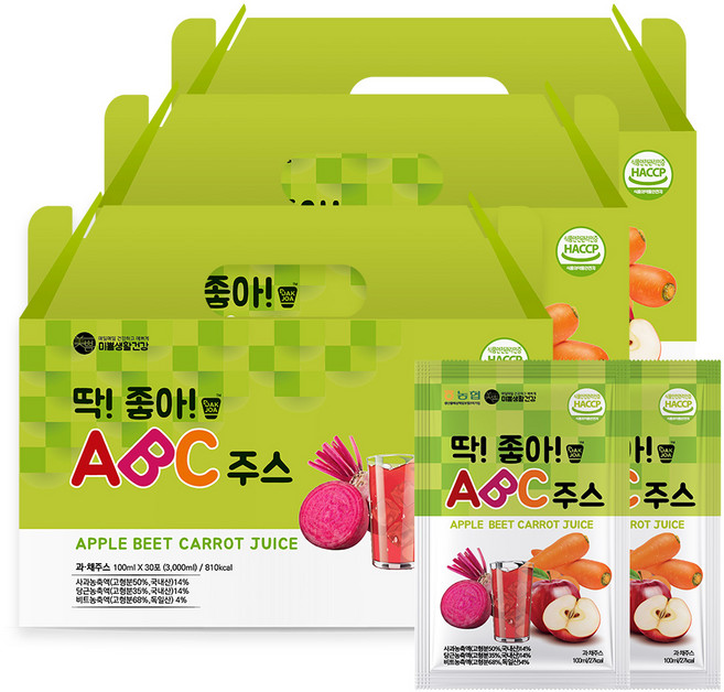 미쁨생활건강 딱좋아 ABC 주스, 100ml, 90개
