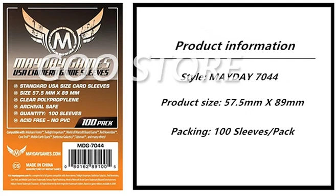 500 슬리브 보드 게임 메이데이 카드 게임 슬리브 프로텍터 보호용 클리어 카드 슬리브, 14 7044 x 500