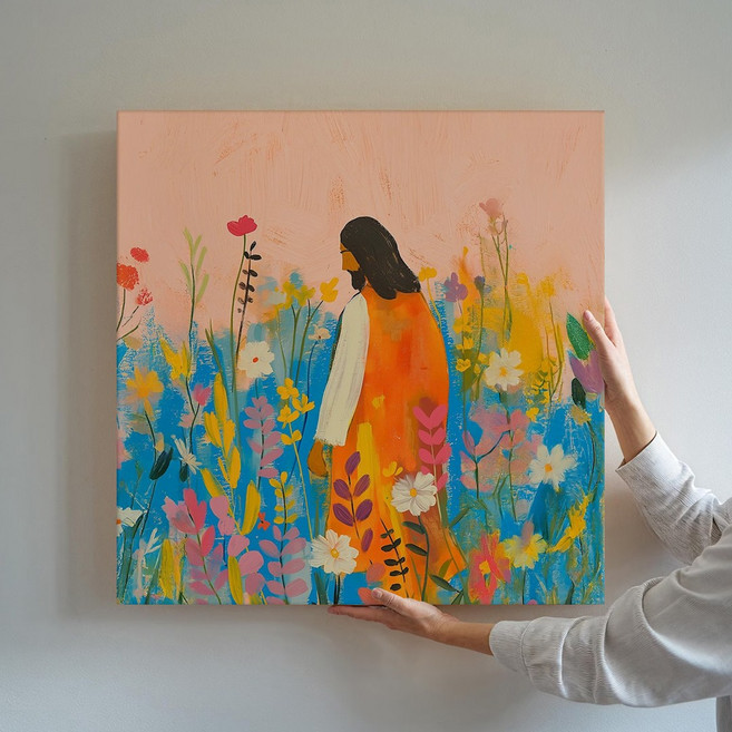 성경액자 말씀 묵상 종교 교회인테리어액자 캔버스 그림액자 시리즈 10종 01 교회액자 성경말씀액자 캘리그라피 요한복음 시편 이사야, 08.은혜의꽃밭