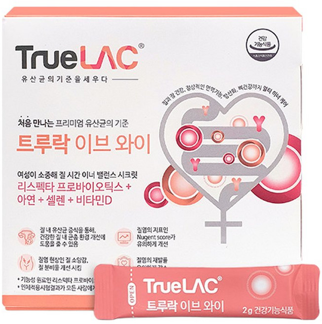 (소비기한 20260415까지) 트루락 이브 와이 여성 질 건강 유산균 리스펙타 아연 셀렌 비타민D 30포, 1개