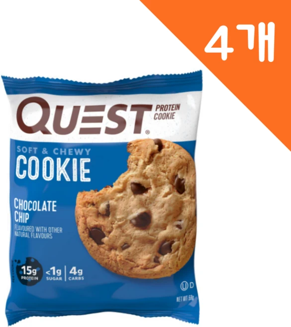 호주 퀘스트 프로틴 단백질 초콜릿 칩 쿠키 Quest Protein Cookie Chocolate Chip Flavour, 4개 - 쿠팡