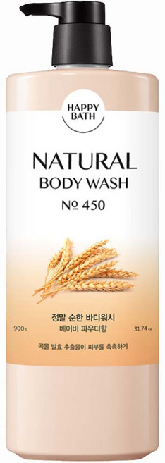 해피바스 내추럴 정말 순한 바디워시, 900g, 18개